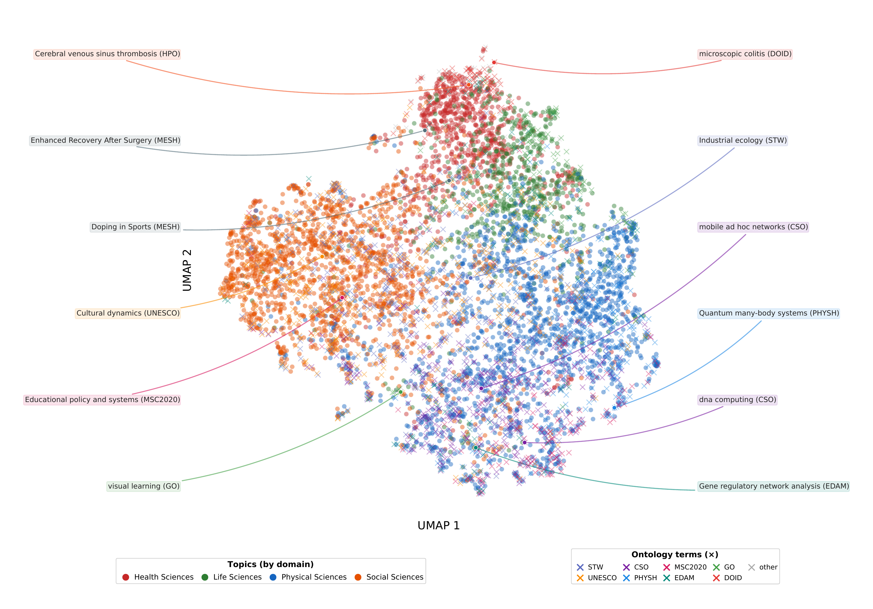UMAP projection of topic-ontology embeddings